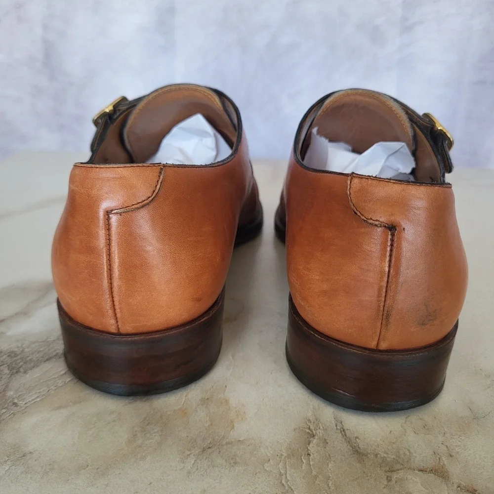 Alcaudio Bevilacqua Cap Toe Monk Strap Oxfords Tan Men's Size 42/9
